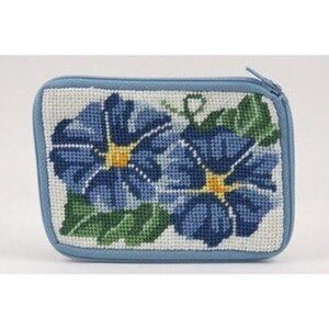 Stitch & Zip Morning Glories Coin Purse Credit Card Case Needlepoint Kit SZ138